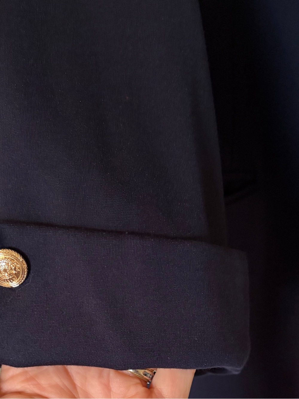Skies Are Blue Navy Open-Front Shawl Collar Blazer - Picture 4 of 5